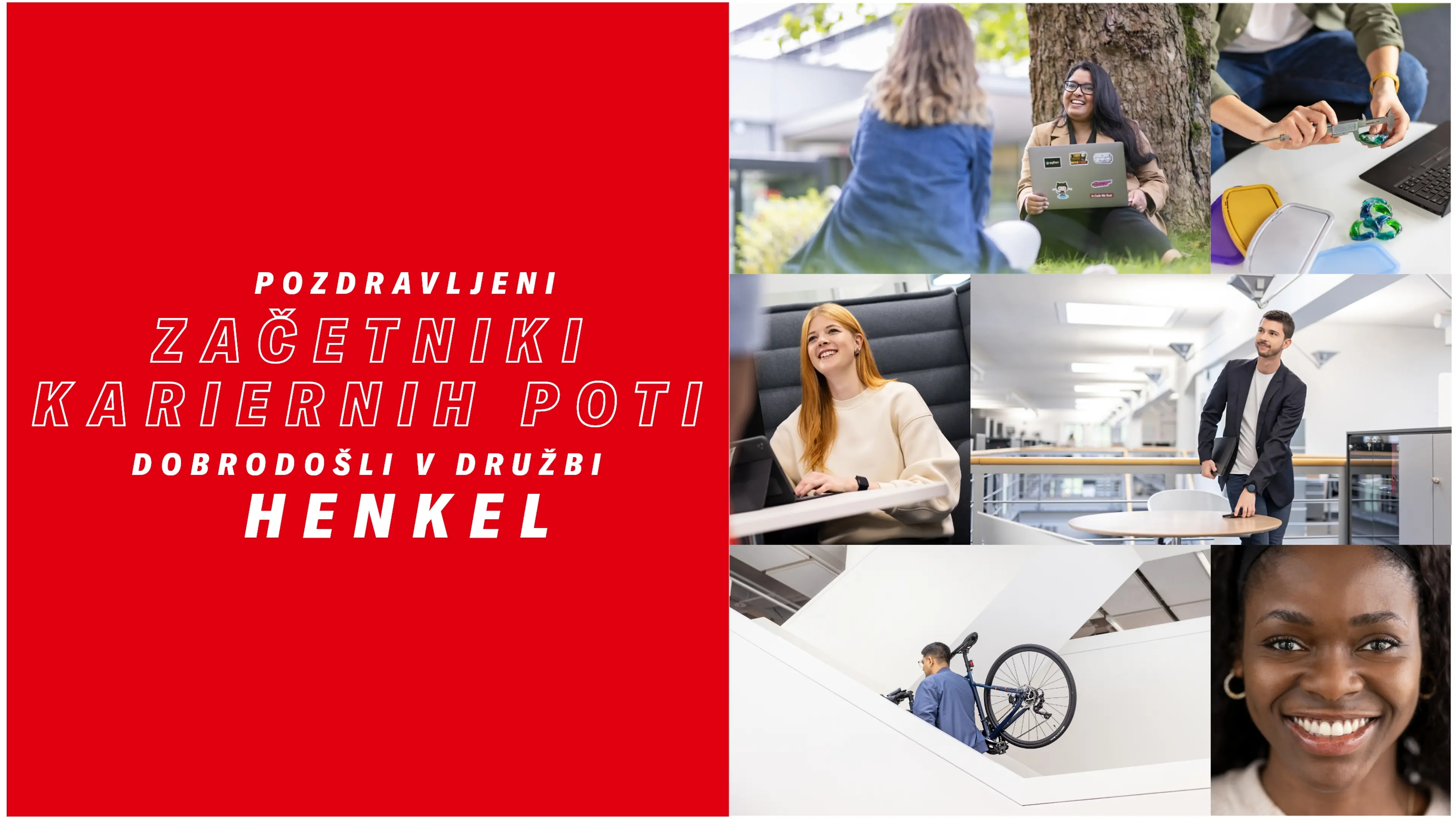 Various Henkel employees portrayed in action and in different working environments.