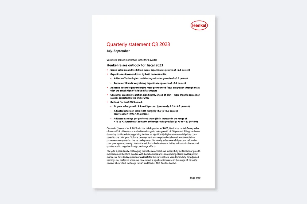 Quarterly Statement Q3 2023