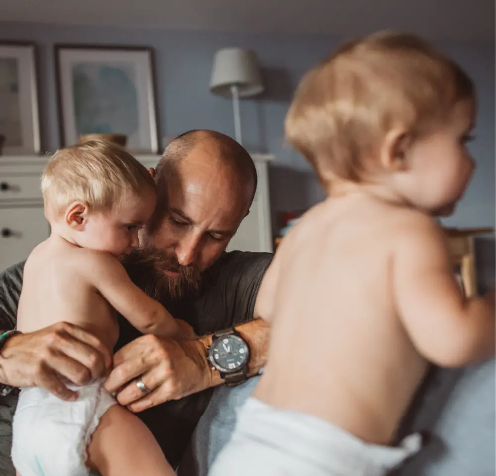 A father with his two sons.